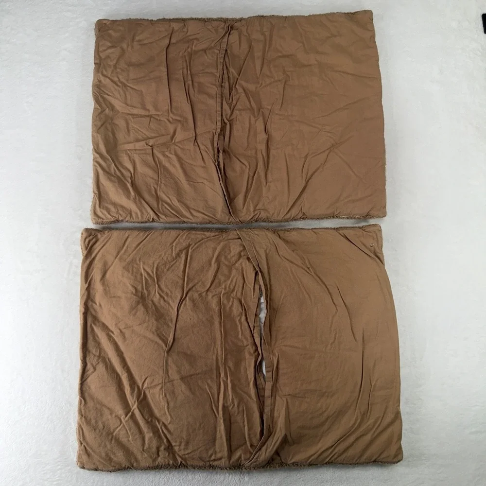 West Elm Cozy Boucle Standard Pillow Shams Set of 2 Wool Blend Camel Brown 20x26